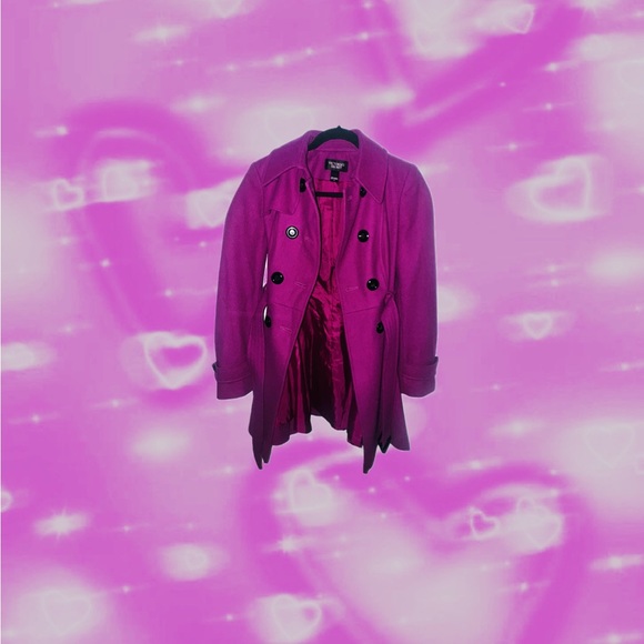 Berry Pink Wool Coat - Picture 3 of 9